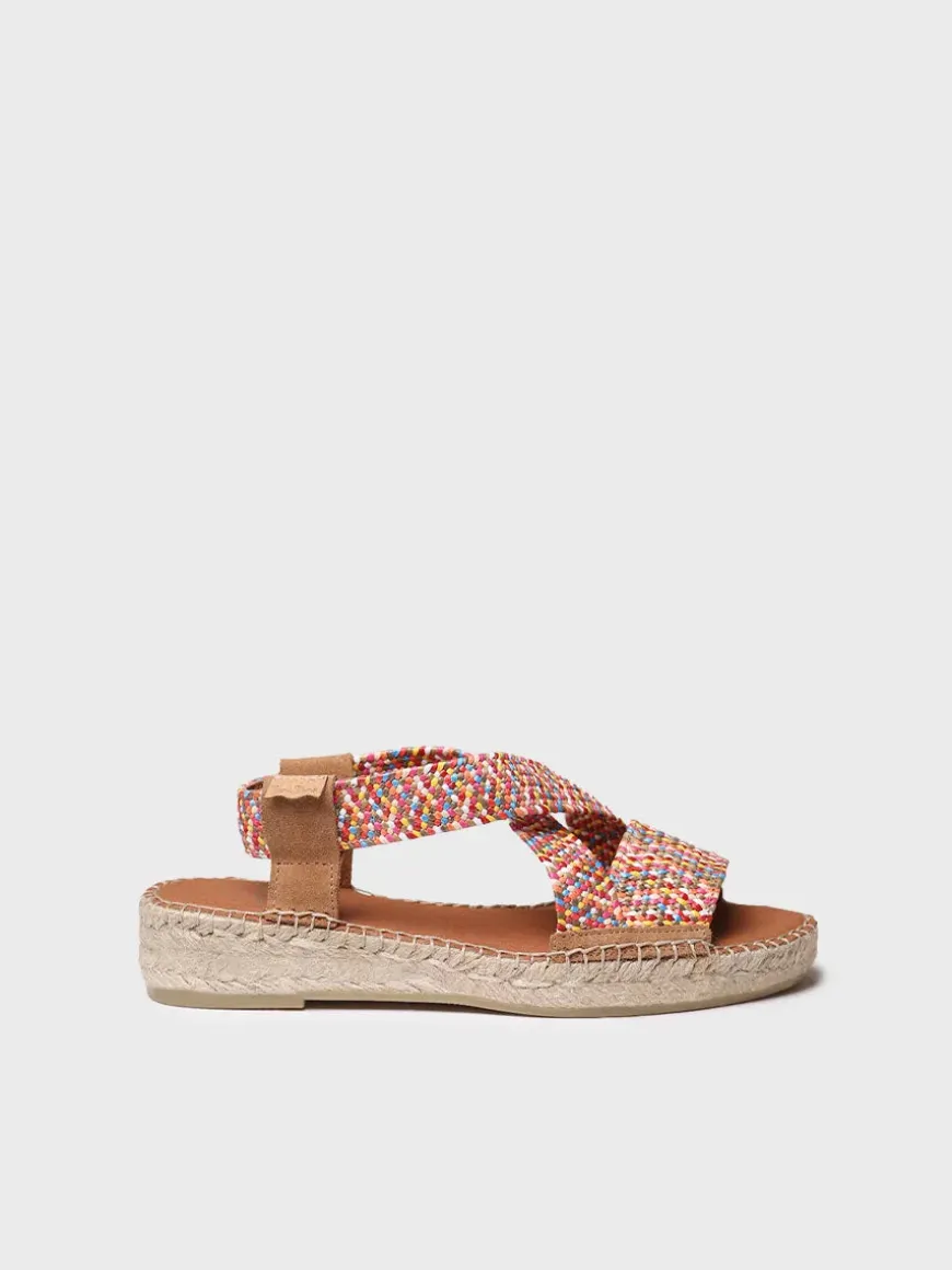ELIANA - Women's open espadrille with multicolour elastics