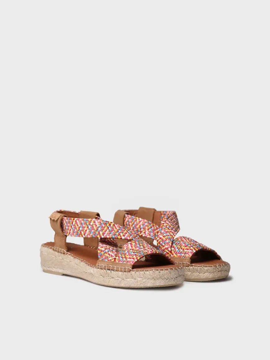 ELIANA - Women's open espadrille with multicolour elastics