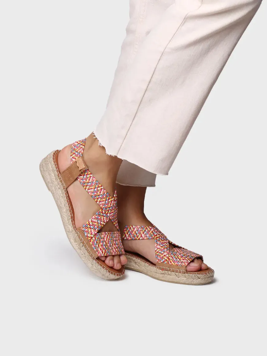ELIANA - Women's open espadrille with multicolour elastics