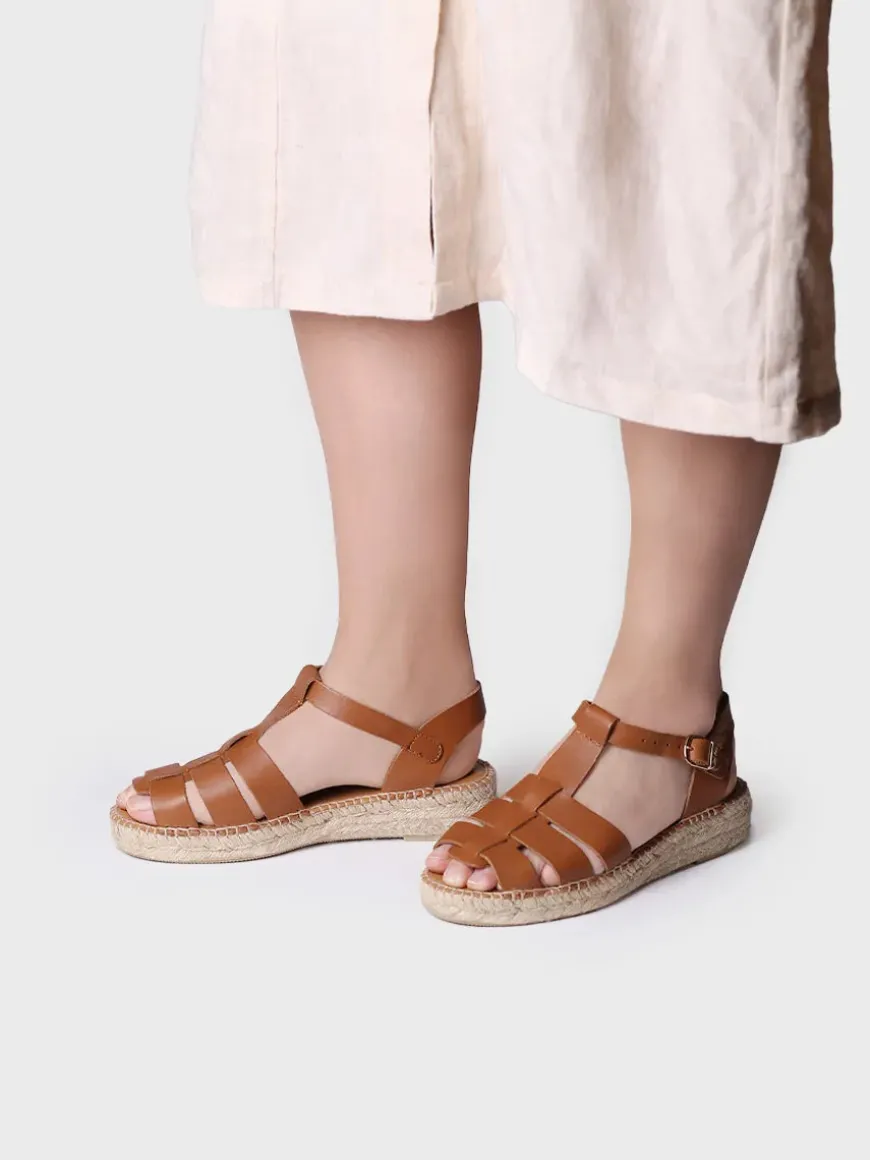 EMMA - Women's flat fisherman sandals in leather
