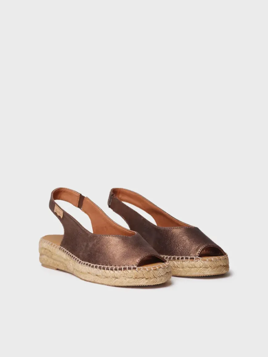 ERICA-AS - Women's peep toe espadrille in shiny leather