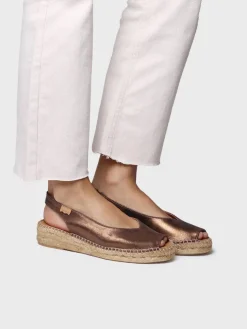 ERICA-AS - Women's peep toe espadrille in shiny leather