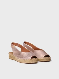 ERICA-AS - Women's peep toe espadrille in shiny leather