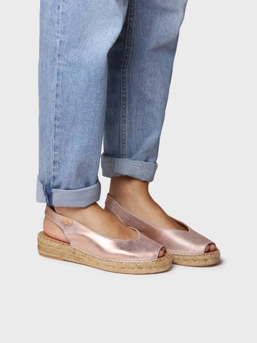 ERICA-AS - Women's peep toe espadrille in shiny leather