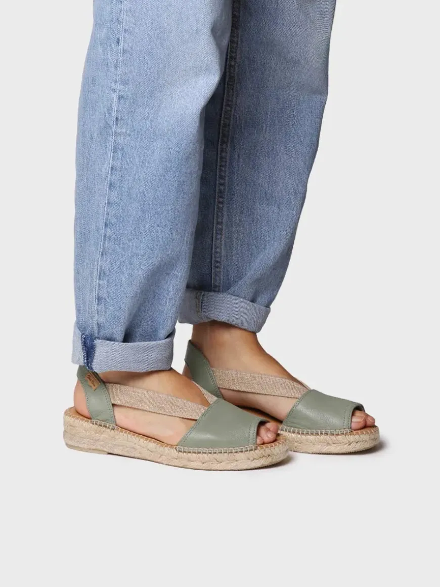 ETNA - Flat leather sandal with elastics