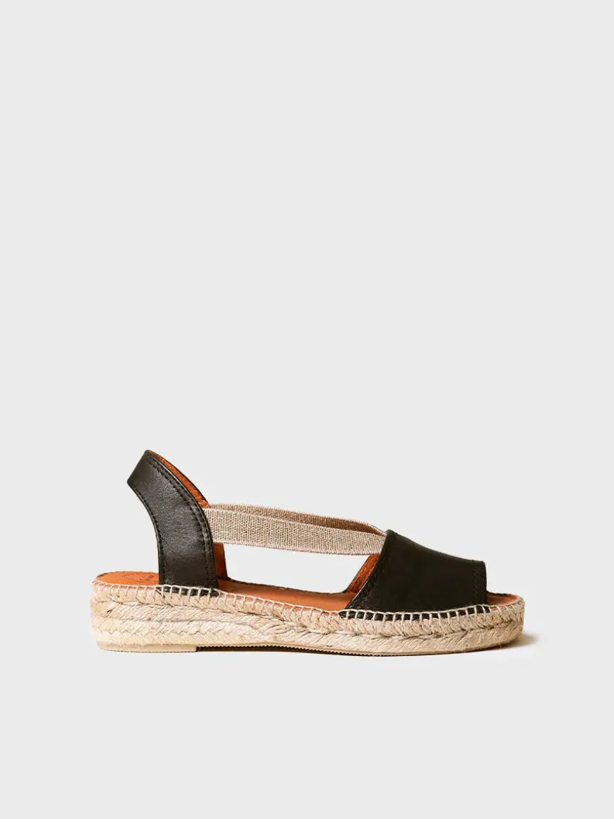 ETNA - Flat leather sandal with elastics