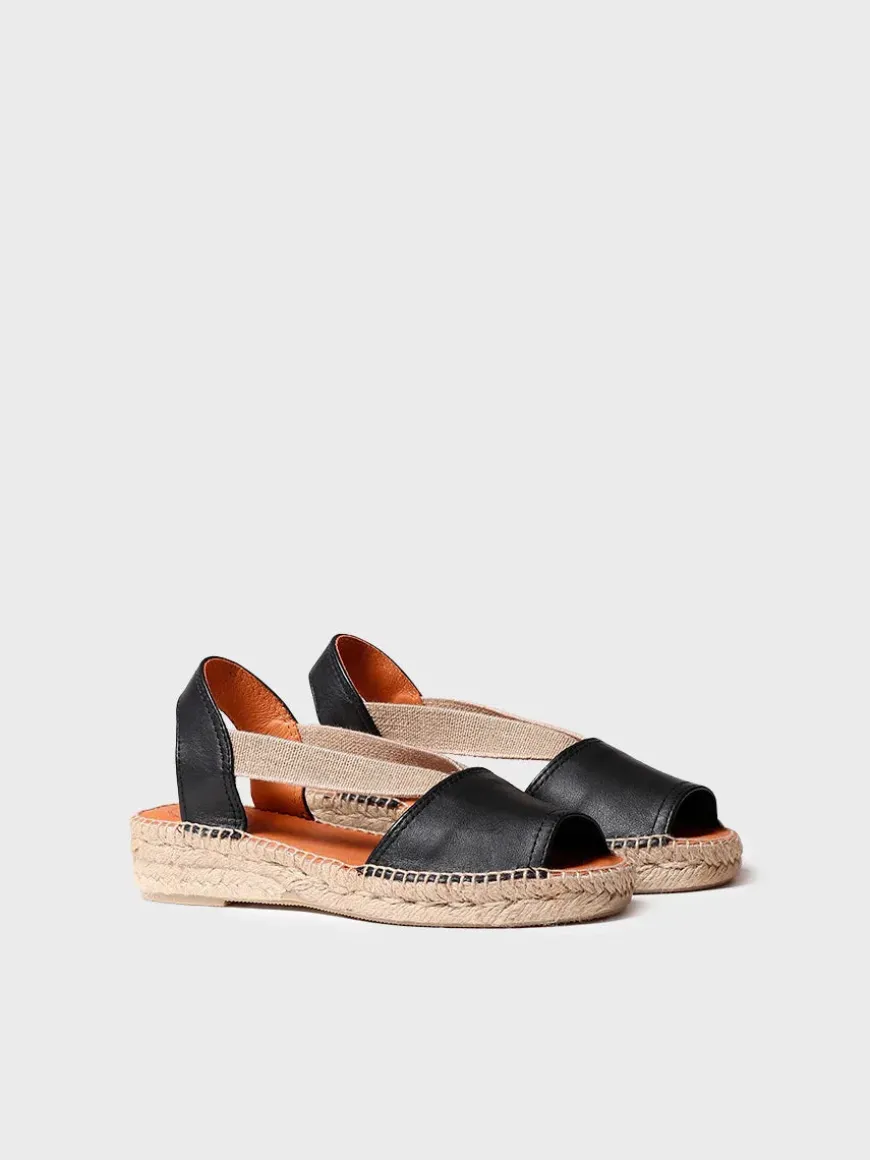 ETNA - Flat leather sandal with elastics