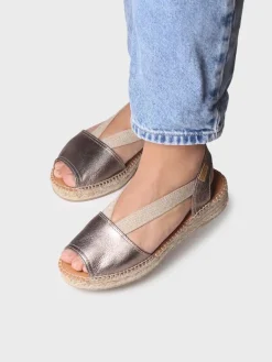 ETNA - Flat leather sandal with elastics
