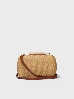 GAITA - Women's raffia clutch with satin lining
