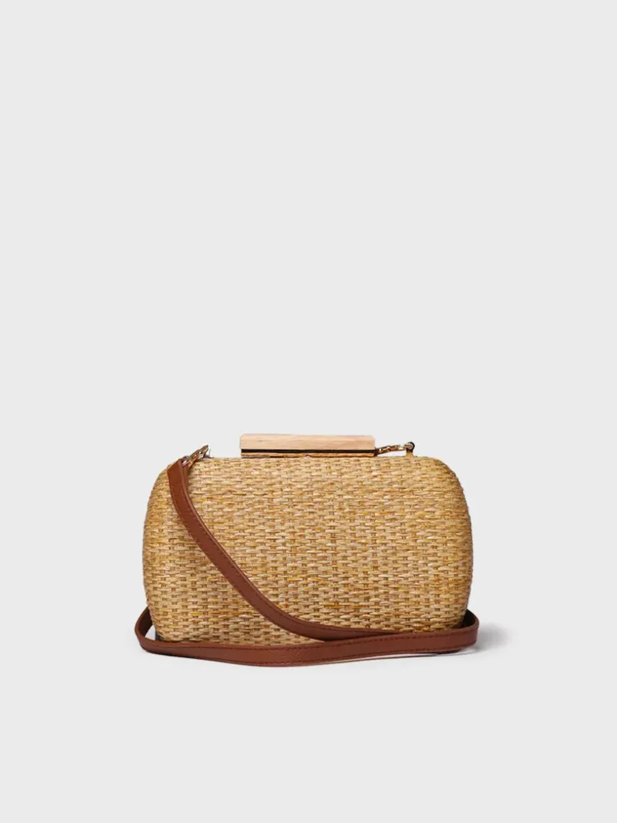GAITA - Women's raffia clutch with satin lining