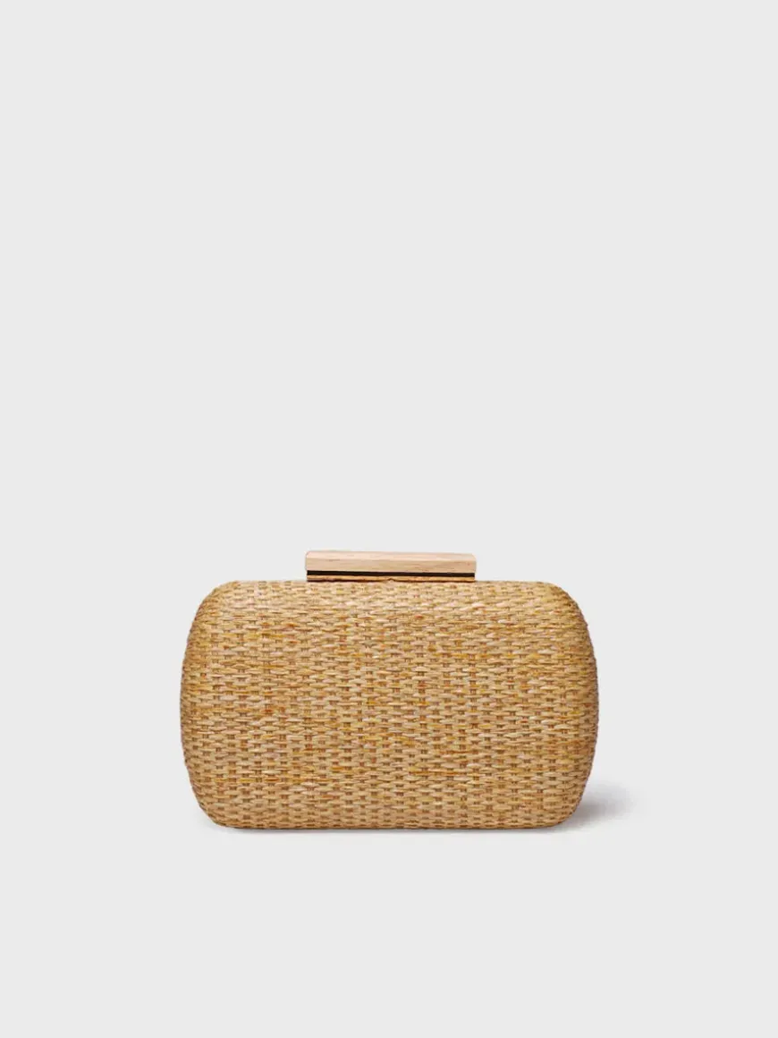 GAITA - Women's raffia clutch with satin lining