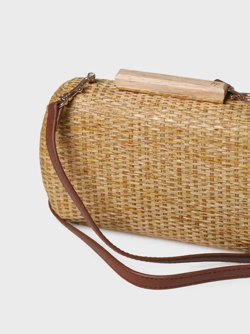 GAITA - Women's raffia clutch with satin lining
