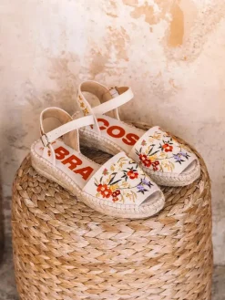 GARBET - Women's flat sandal with multicoloured embroidery