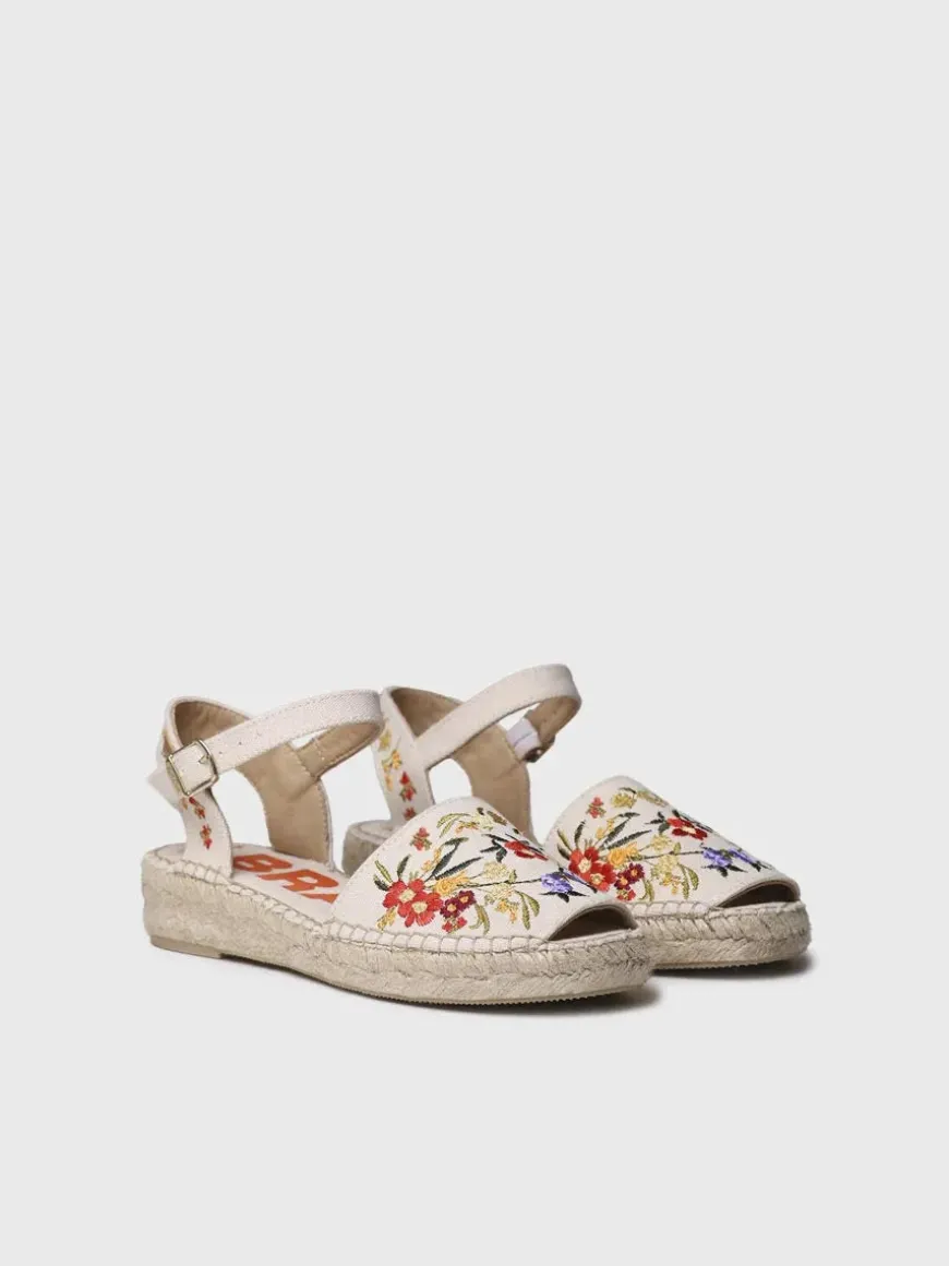 GARBET - Women's flat sandal with multicoloured embroidery