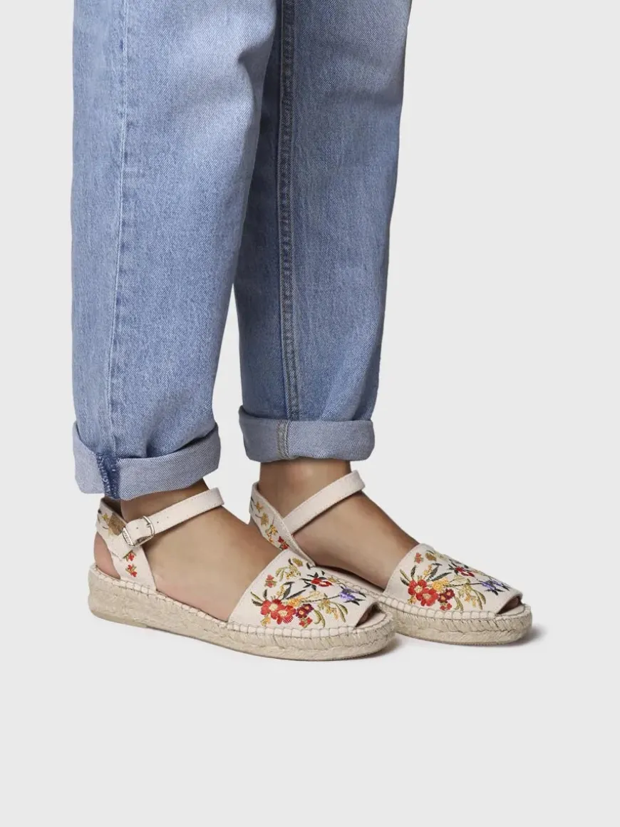 GARBET - Women's flat sandal with multicoloured embroidery