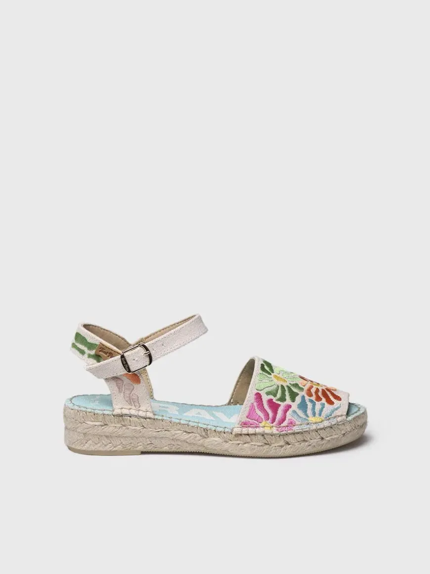 GARBET - Women's flat sandal with multicoloured embroidery