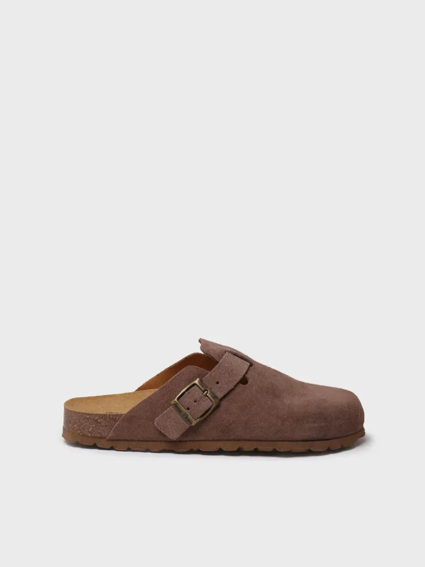 GEMINA-QT - Women's clog in suede with buckle - GEMINA-QT