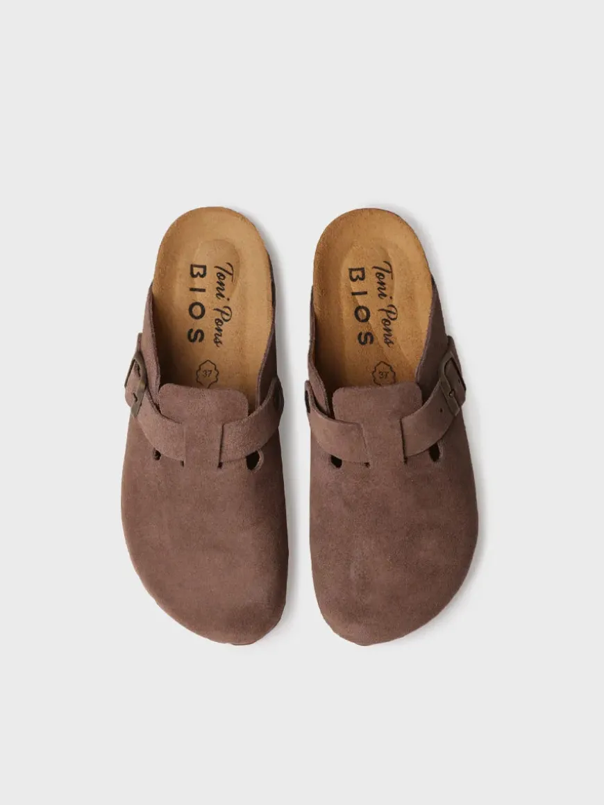 GEMINA-QT - Women's clog in suede with buckle - GEMINA-QT