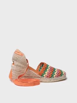 GEORGINA - Women's wedge espadrille in multicolour crochet