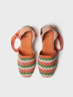 GEORGINA - Women's wedge espadrille in multicolour crochet