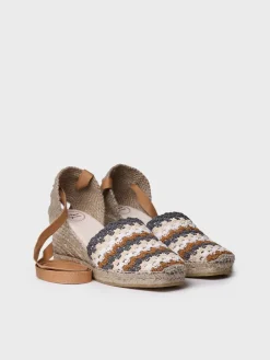 GEORGINA - Women's wedge espadrille in multicolour crochet