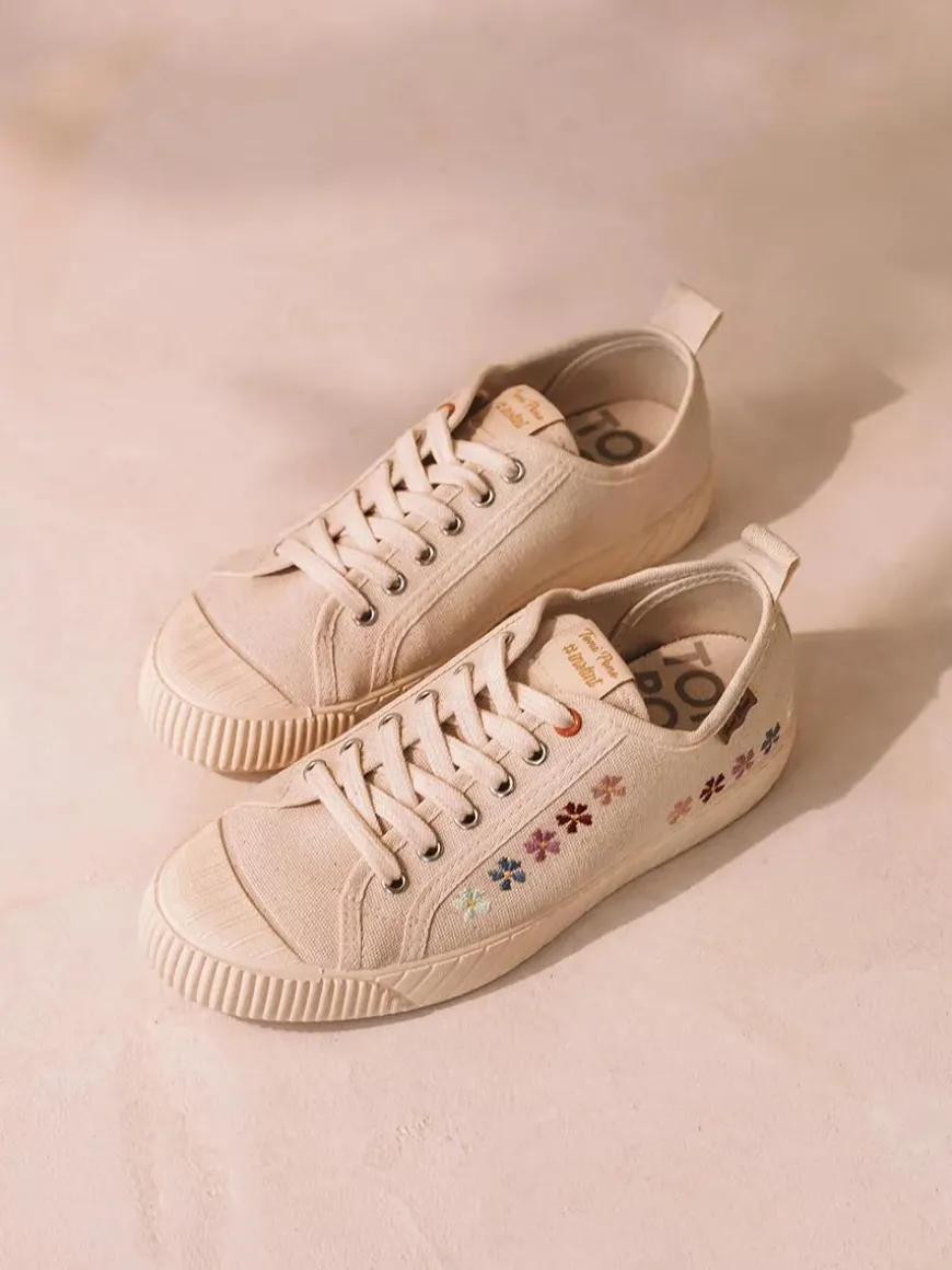 GILDA-EA - Low-top women's trainer in recycled cotton and embroidery