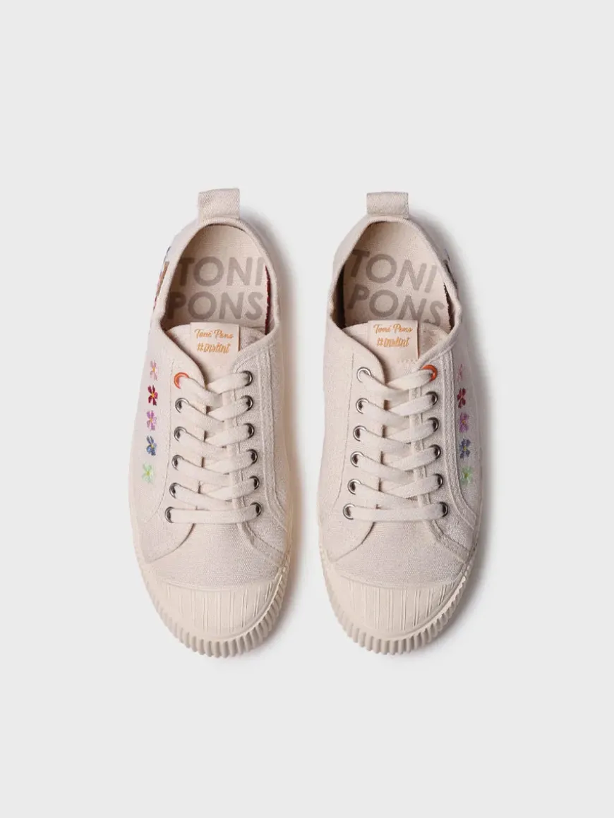 GILDA-EA - Low-top women's trainer in recycled cotton and embroidery