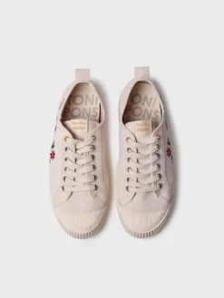 GILDA-EJ - Low-top women's trainer in recycled cotton and embroidery