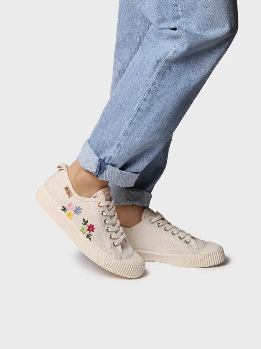 GILDA-EJ - Low-top women's trainer in recycled cotton and embroidery