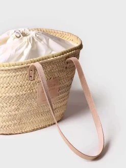 GOMERA - Wicker basket for women with leather handles