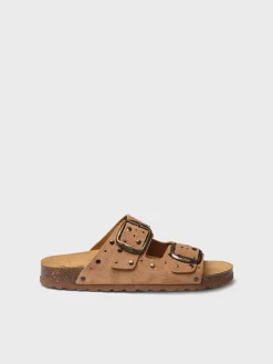 GRETEL - Women's BIO sandal in suede with buckles and studs