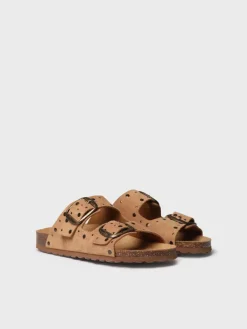 GRETEL - Women's BIO sandal in suede with buckles and studs