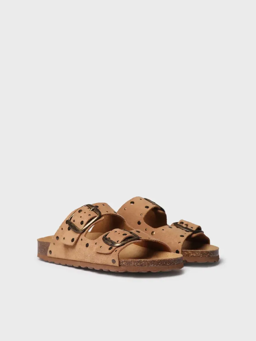 GRETEL - Women's BIO sandal in suede with buckles and studs