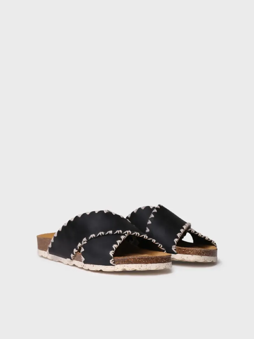 GRIT-PE - Women's BIO sandal in leather with crossed straps