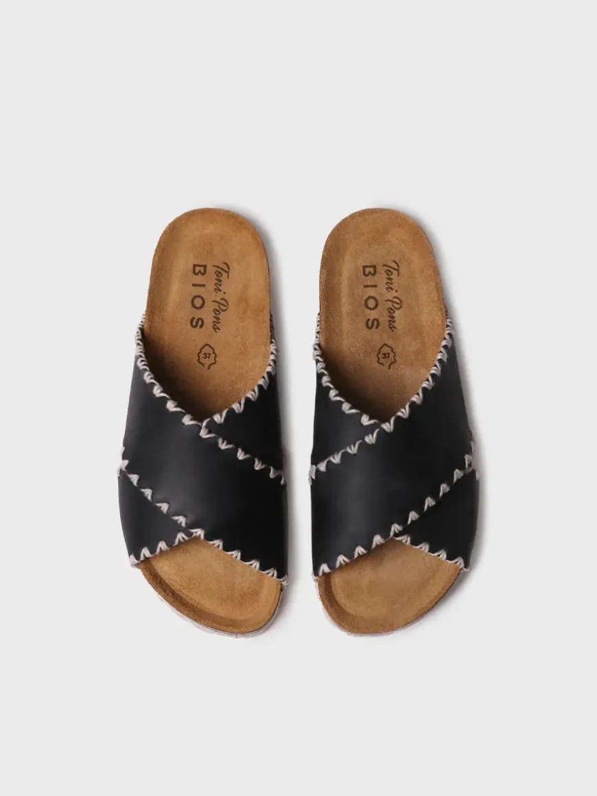 GRIT-PE - Women's BIO sandal in leather with crossed straps
