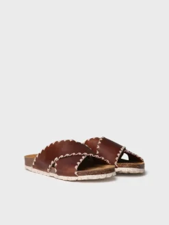 GRIT-PE - Women's BIO sandal in leather with crossed straps