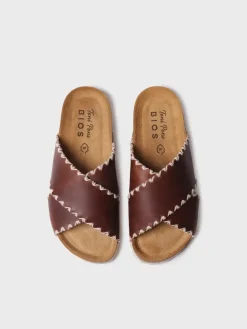 GRIT-PE - Women's BIO sandal in leather with crossed straps