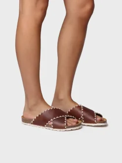 GRIT-PE - Women's BIO sandal in leather with crossed straps