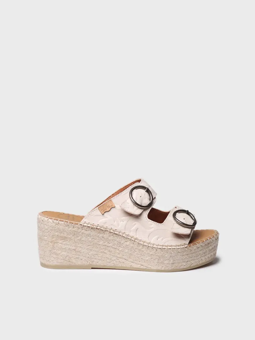 IDOIA - Backless women's espadrille in leather with jute wedge