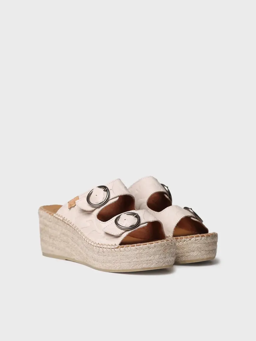 IDOIA - Backless women's espadrille in leather with jute wedge