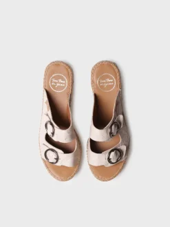 IDOIA - Backless women's espadrille in leather with jute wedge