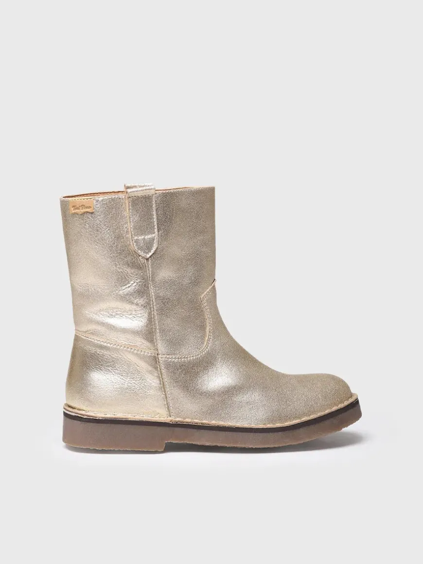 IRUN-PL - Women's leather ankle boot with silver finish