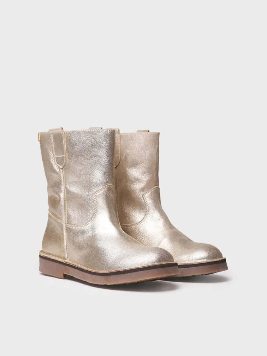 IRUN-PL - Women's leather ankle boot with silver finish