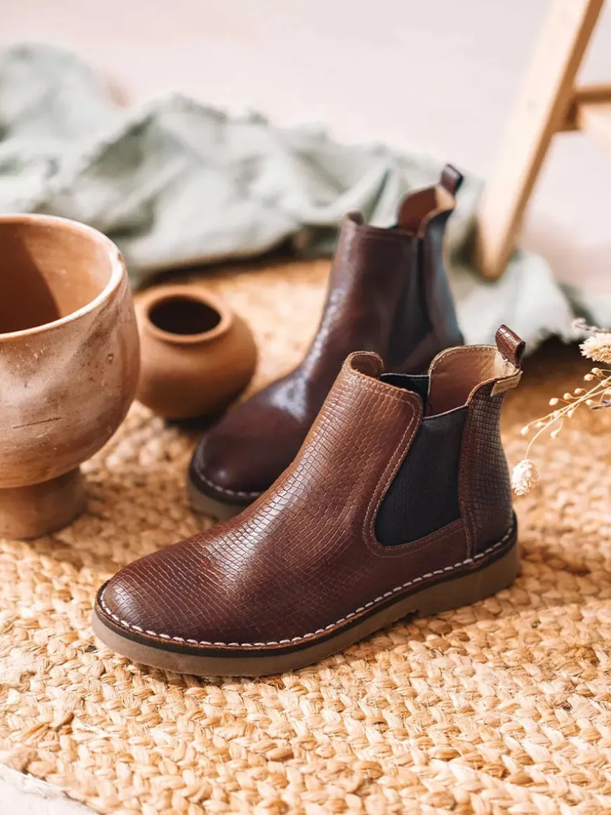 ISA-CC - Women's snake-effect leather boot in leather