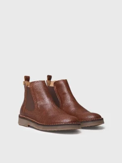ISA-CC - Women's snake-effect leather boot in leather