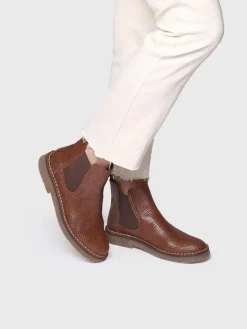 ISA-CC - Women's snake-effect leather boot in leather