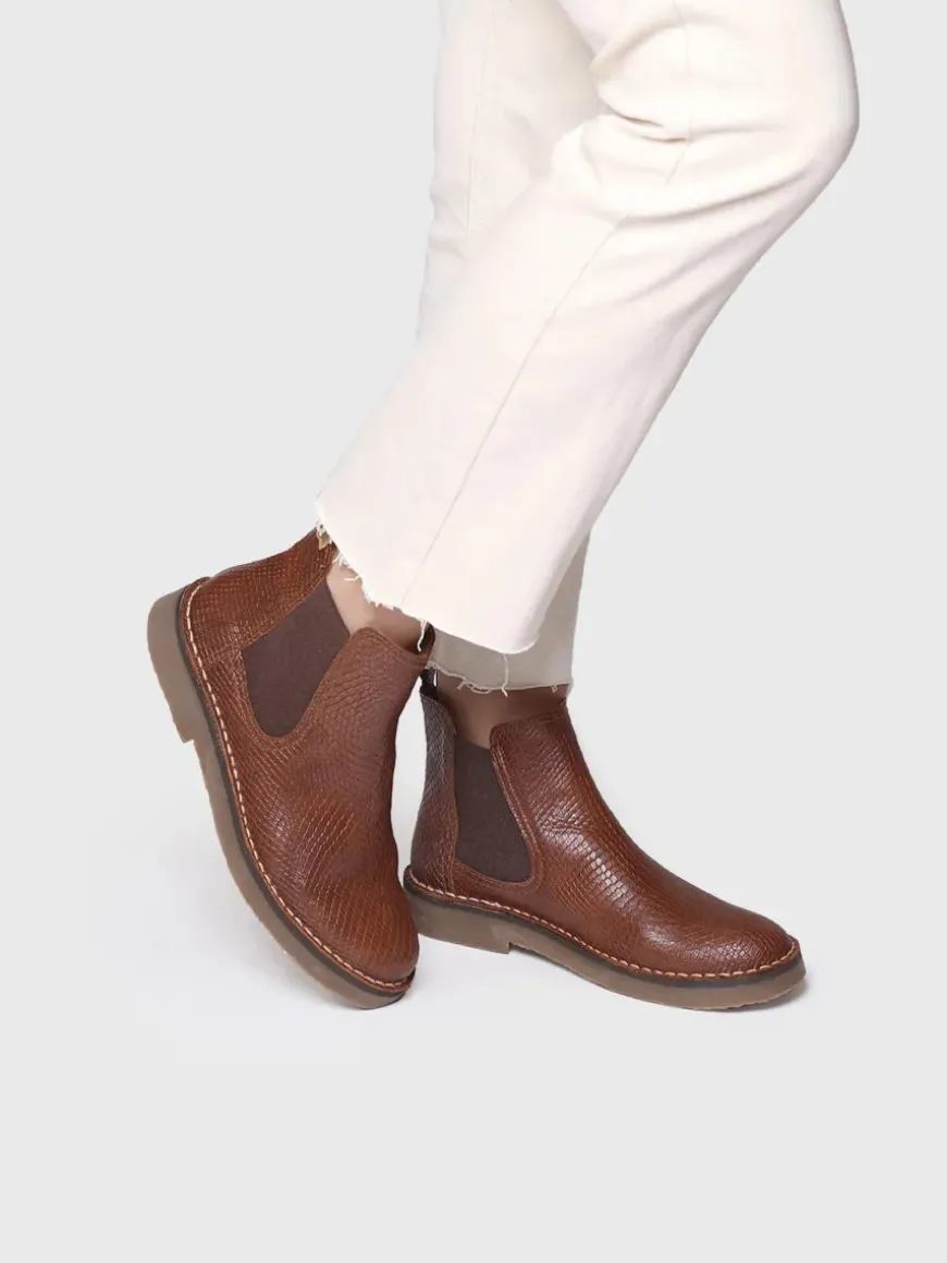 ISA-CC - Women's snake-effect leather boot in leather