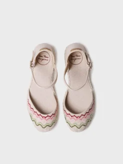 JESSIE - Vegan wedge espadrille with cross-stitch embroidery
