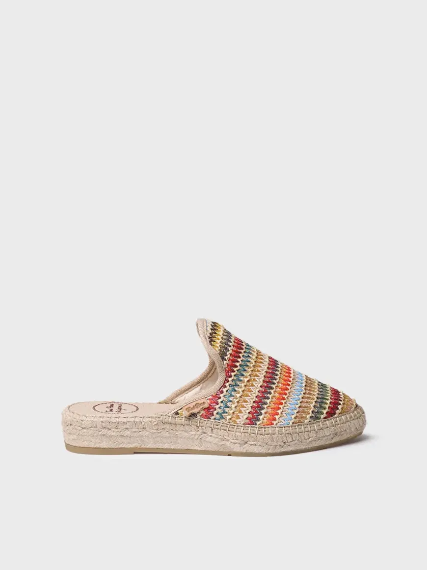 JUNE-MA - Women's espadrille-type slipper in multicoloured raffia