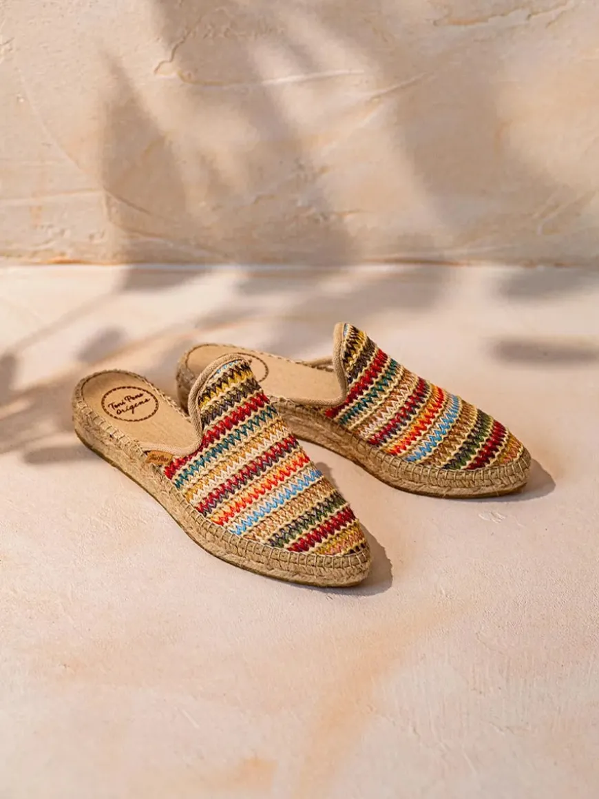 JUNE-MA - Women's espadrille-type slipper in multicoloured raffia